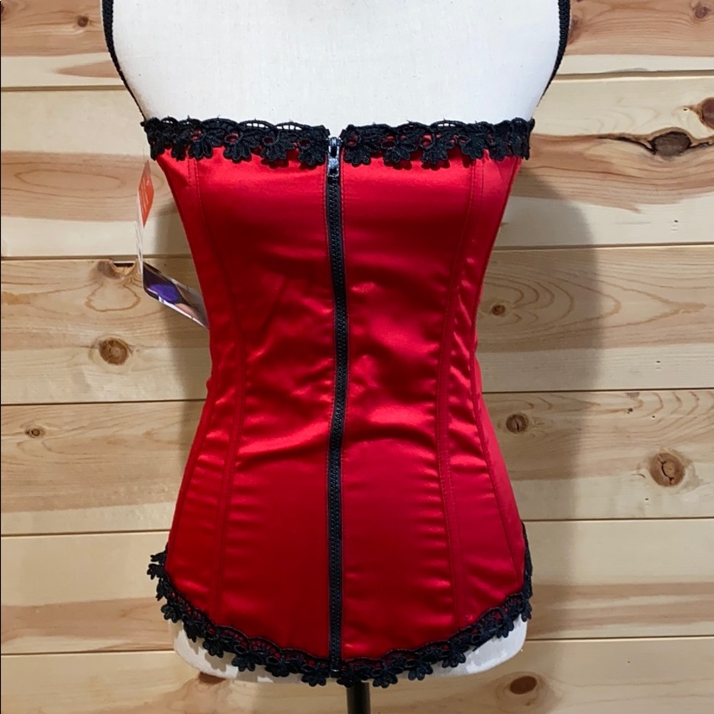 NWT Red/Black Silk Corset